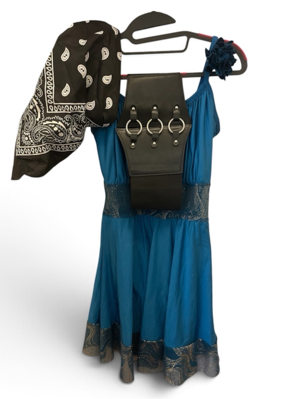 A Wish Come True Teal Pirate Dress Costume with Black Bandana